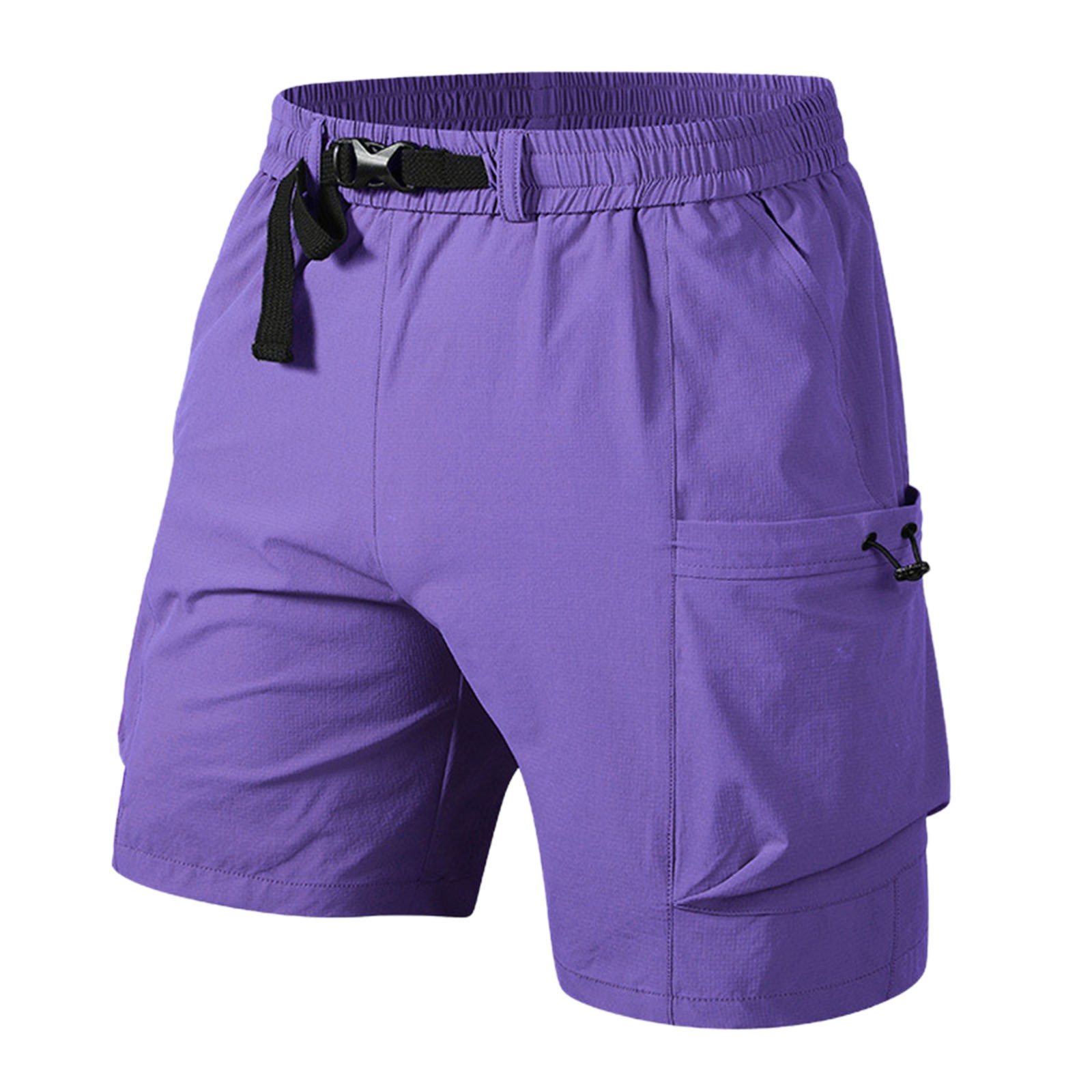 thumbnail image 4 of Pantalones cortos deportivos de secado rápido para hombre - Color liso transpirable - Poliéster, cintura elástica, tallas M-XXXXL, 4 of 8